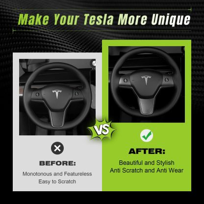 True Carbon Fiber Steering Wheel Patch for Tesla Model 3/Y-TESGOD