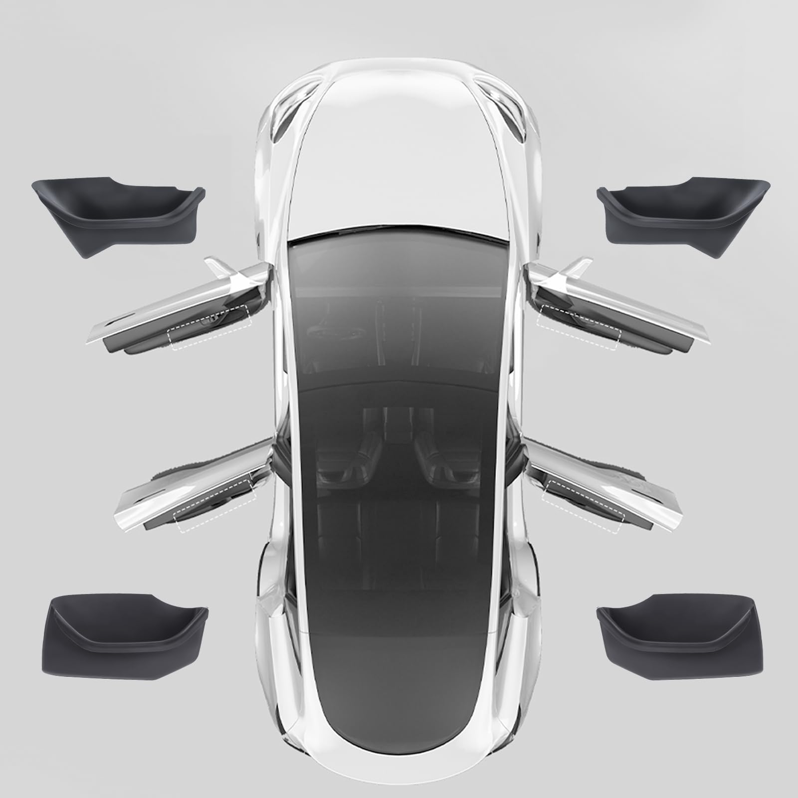 TPE Full-Cover Car Door Storage Slot Mats for Tesla Model 3 Highland 2024+-TESGOD