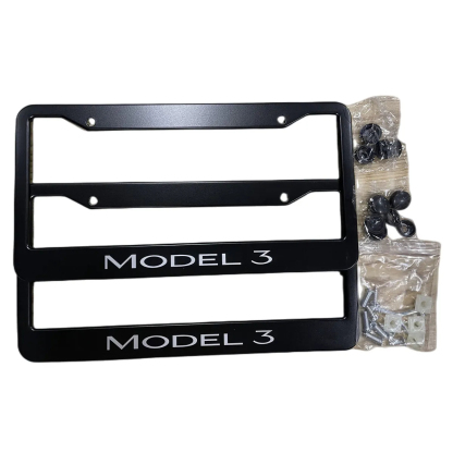 2pcs Tesla Model 3 Black Stainless Metal License Plate Frame-TESGOD