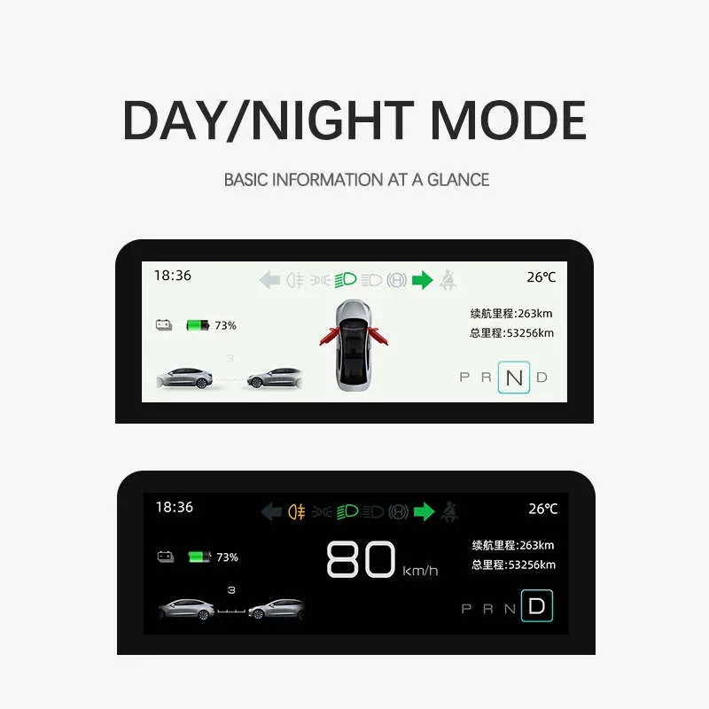 4.6" Mini smart LCD instrument display for Tesla Model 3/Y（With Quick Touch）-TESGOD