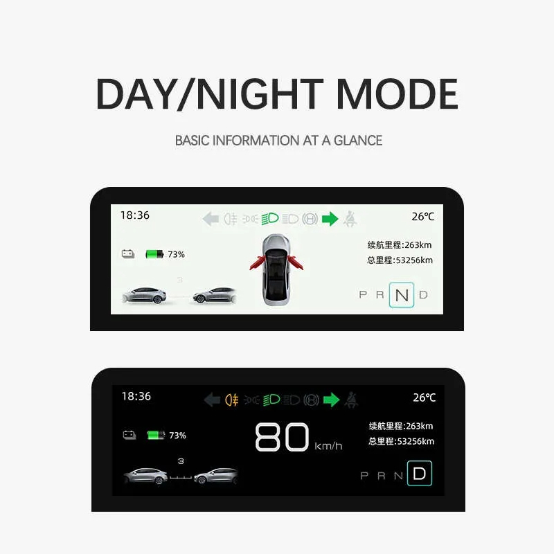 4.6" Mini smart LCD instrument display for Tesla Model 3/Y（With Quick Touch）-TESGOD