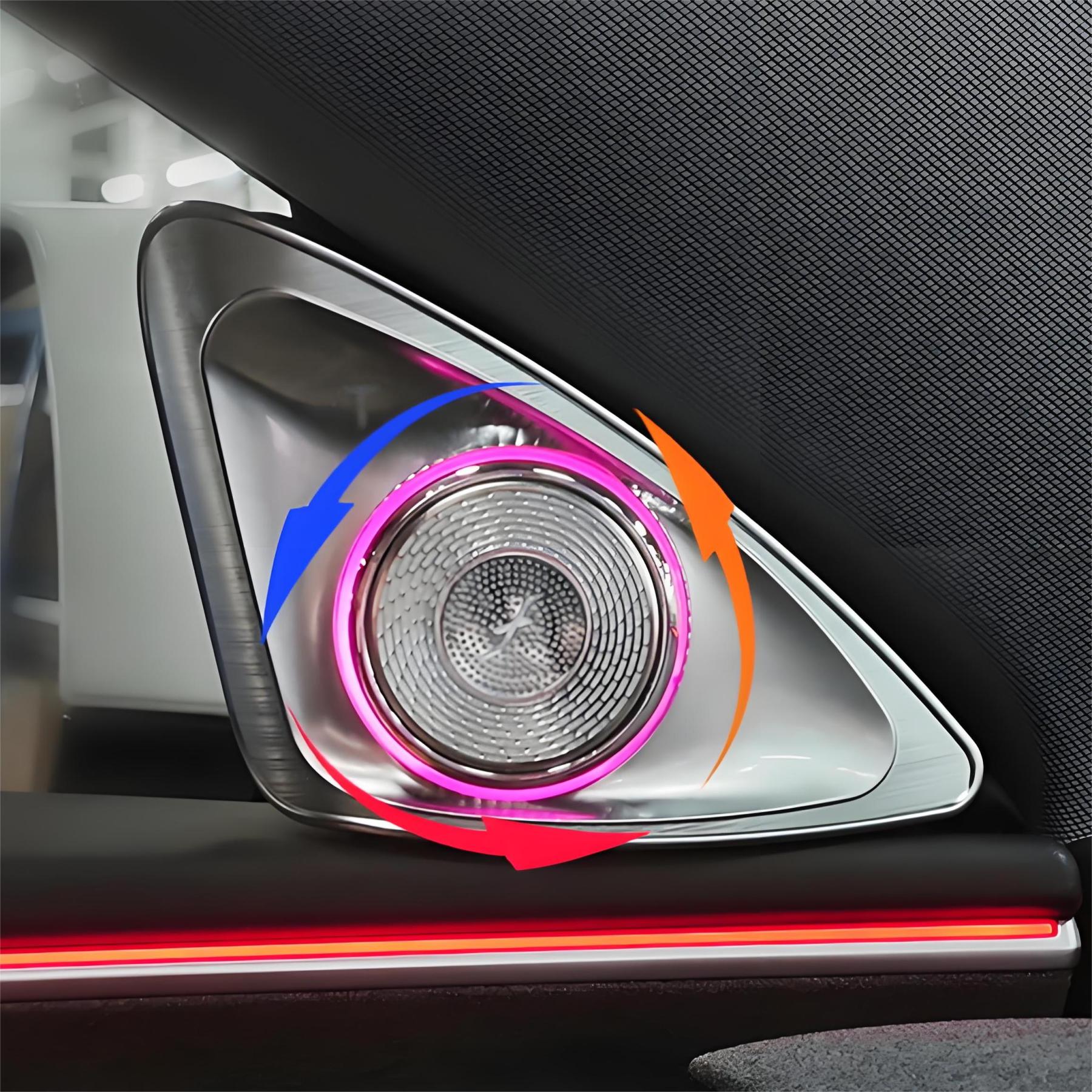 4D Rotating Tweeter LED Ambient Speakers （2 Pieces） for Tesla Model 3 (2017-2024+) / Y (2020-2024)-TESGOD