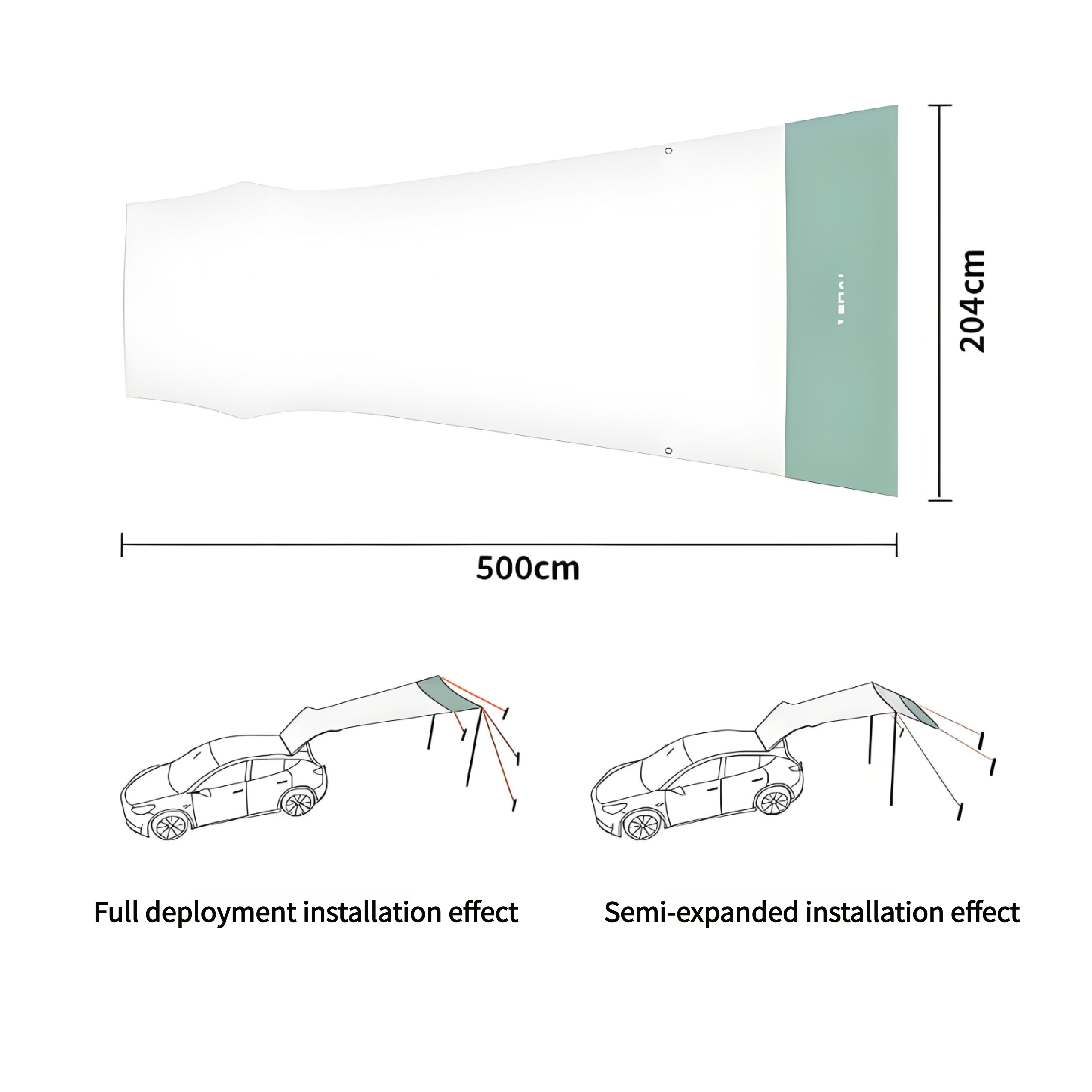 Tesla Tailgate Tent dimensions diagram
