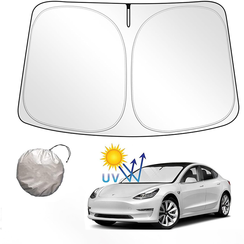 Windshield Sunshade for Tesla Model 3/Y – UV Protection,Foldable Storage-TESGOD