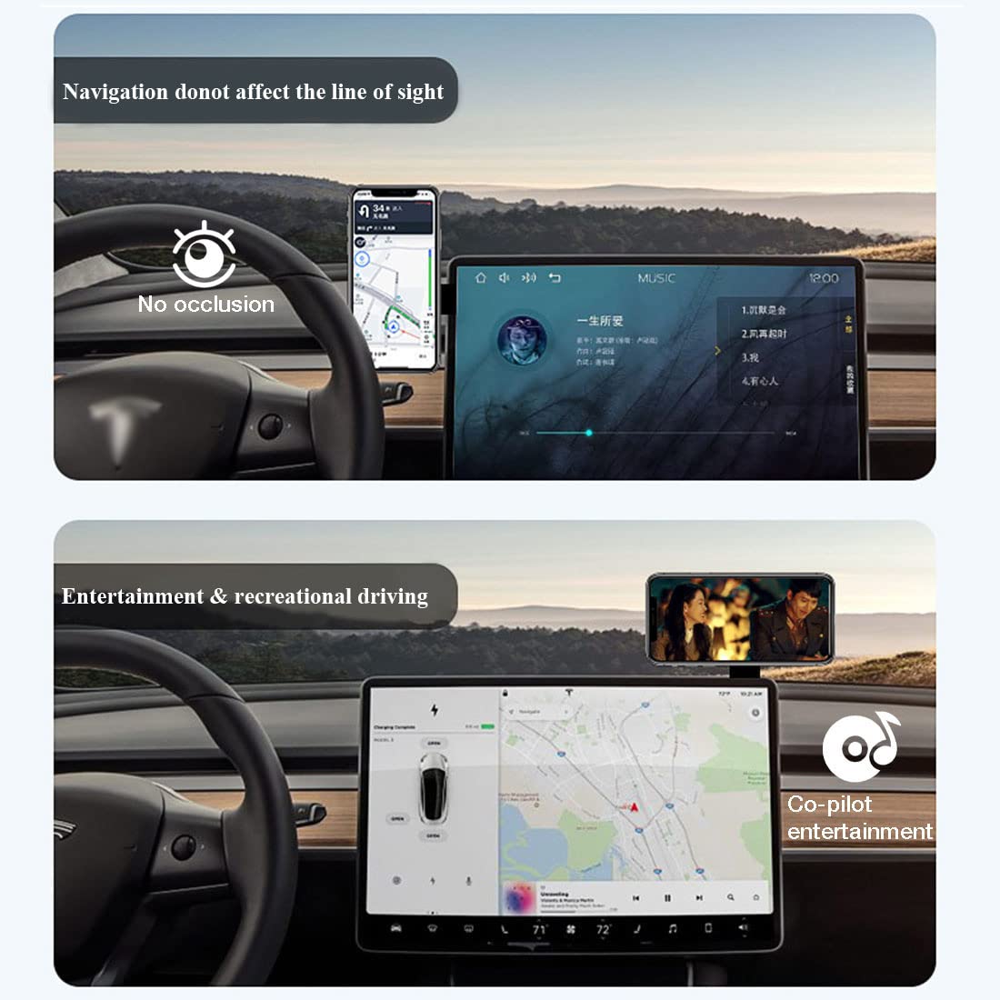 Magnetic Car Phone Holder for Tesla Model S/3/X/Y-TESGOD