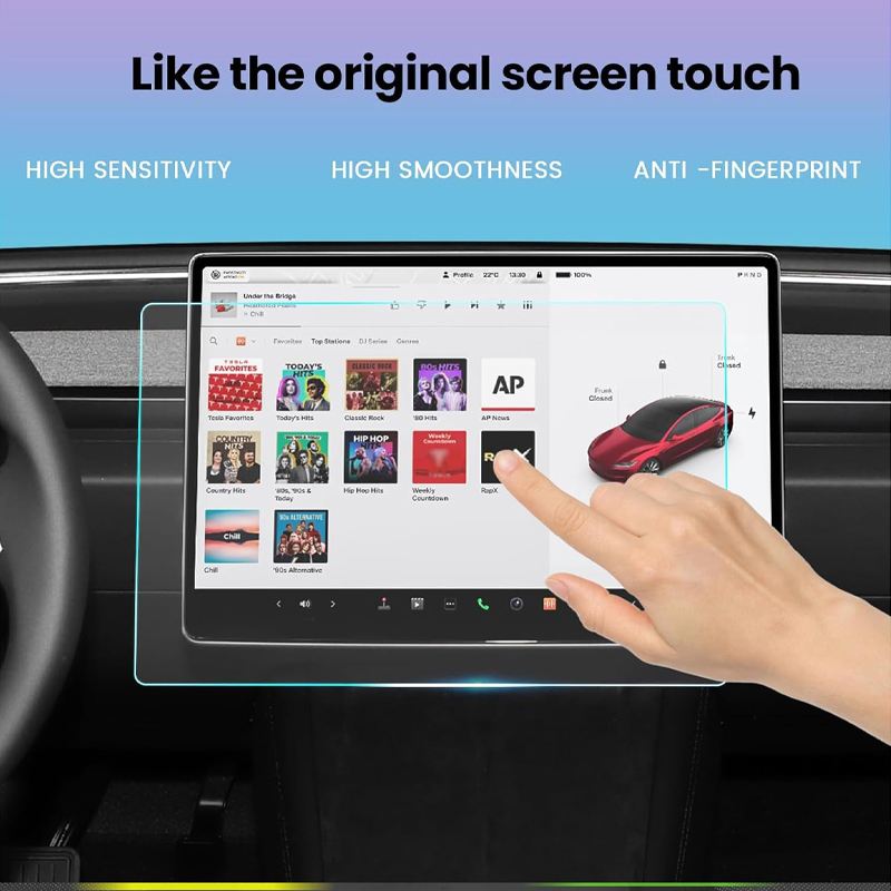 Front & Rear Display Tempered Glass Screen Protector for Model Y Juniper 2025+ / 3 Highland 2024+-TESGOD