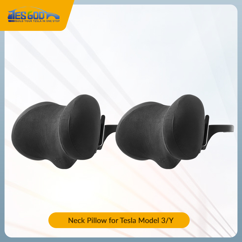 Suede Memory Foam Neck Pillow for Tesla Model 3/Y（All Model Years）| Height Adjustable | Removable Cover