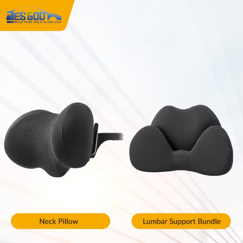 Suede Memory Foam Neck Pillow for Tesla Model 3/Y（All Model Years）| Height Adjustable | Removable Cover