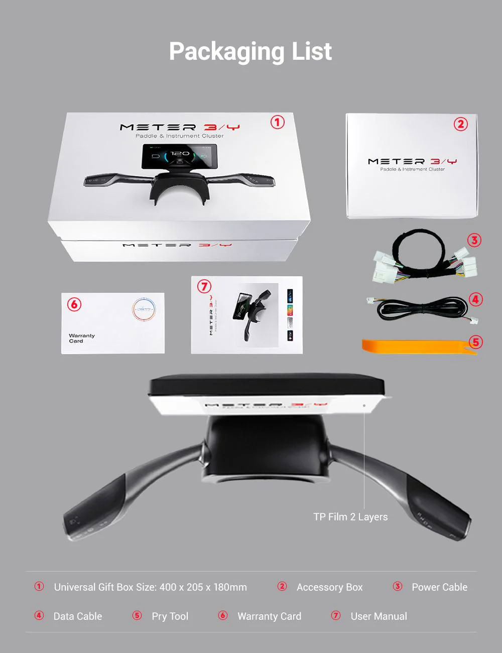 7 Inch Gear Shift Touch Screen Dashboard Display for Tesla Model 3 Highland