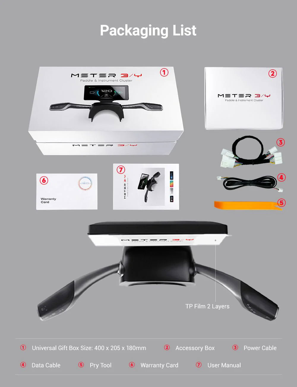 7 Inch Gear Shift Touch Screen Dashboard Display for Tesla Model 3 Highland