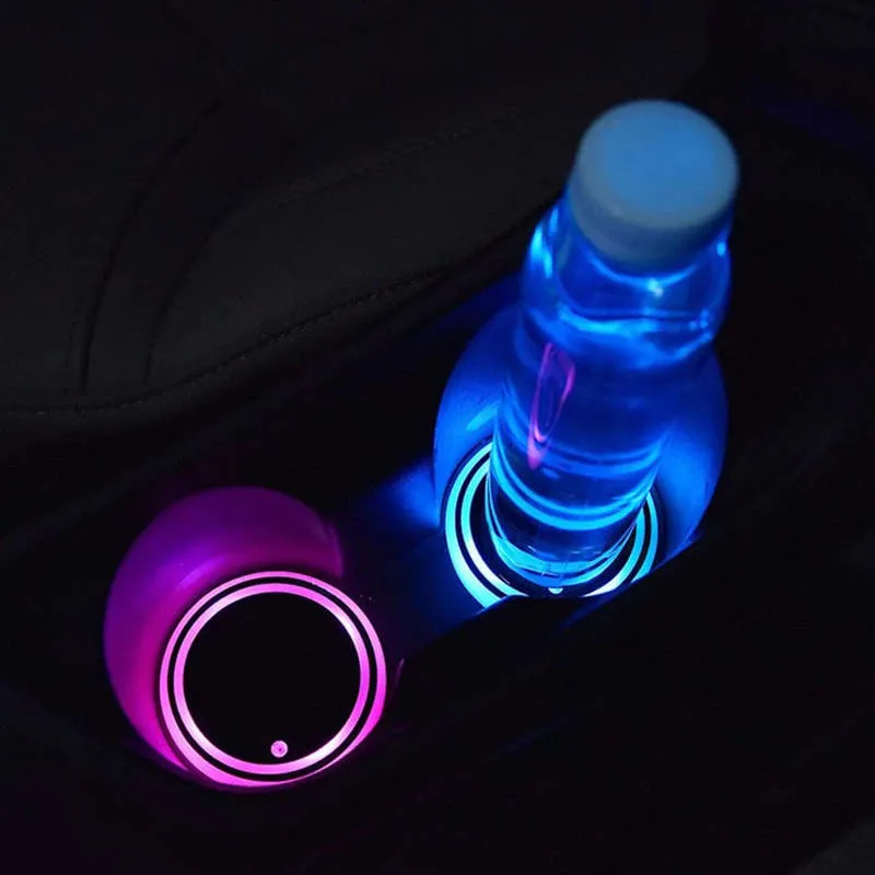 7 Colors LED Car Cup Holder for Tesla Model S/3/X/Y (2 Pcs)-TESGOD