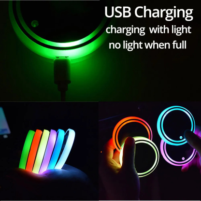 7 Colors LED Car Cup Holder for Tesla Model S/3/X/Y (2 Pcs)-TESGOD