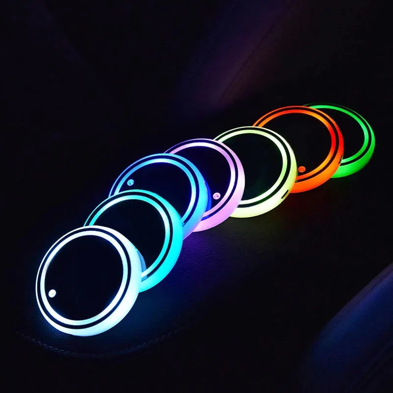 7 Colors LED Car Cup Holder for Tesla Model S/3/X/Y (2 Pcs)-TESGOD
