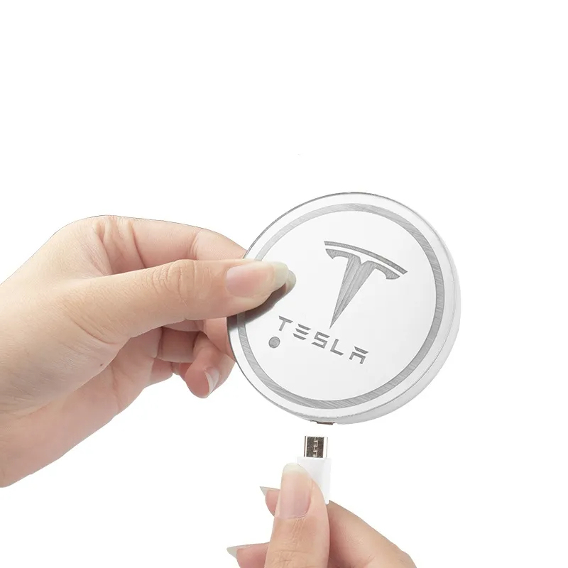 7 Colors LED Car Cup Holder for Tesla Model S/3/X/Y (2 Pcs)-TESGOD