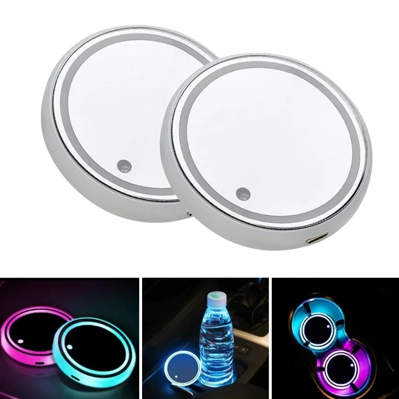 7 Colors LED Car Cup Holder for Tesla Model S/3/X/Y (2 Pcs)-TESGOD