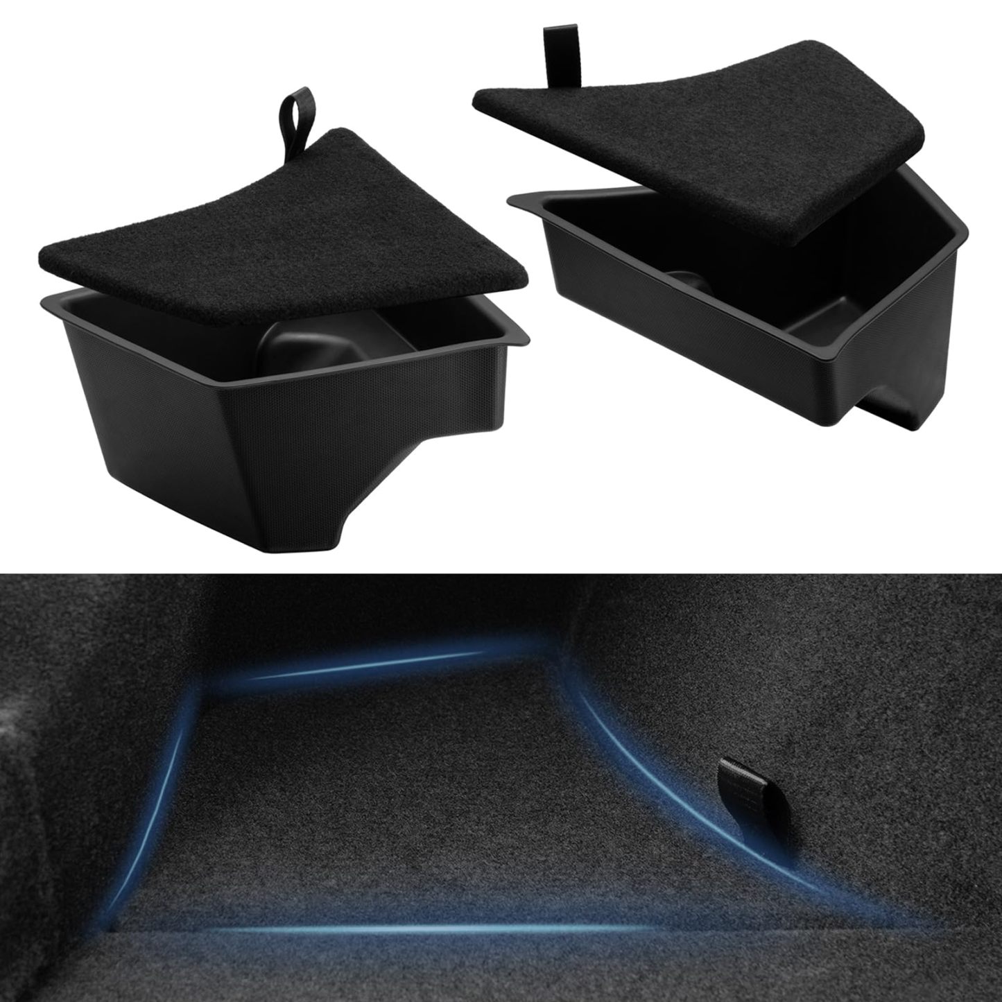Trunk Side Storage Boxes for Tesla Model 3（2021-2025+）/ Y（2020-2025+）(2pcs)-TESGOD