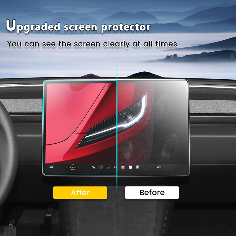 Front & Rear Display Tempered Glass Screen Protector for Model Y Juniper 2025+ / 3 Highland 2024+-TESGOD