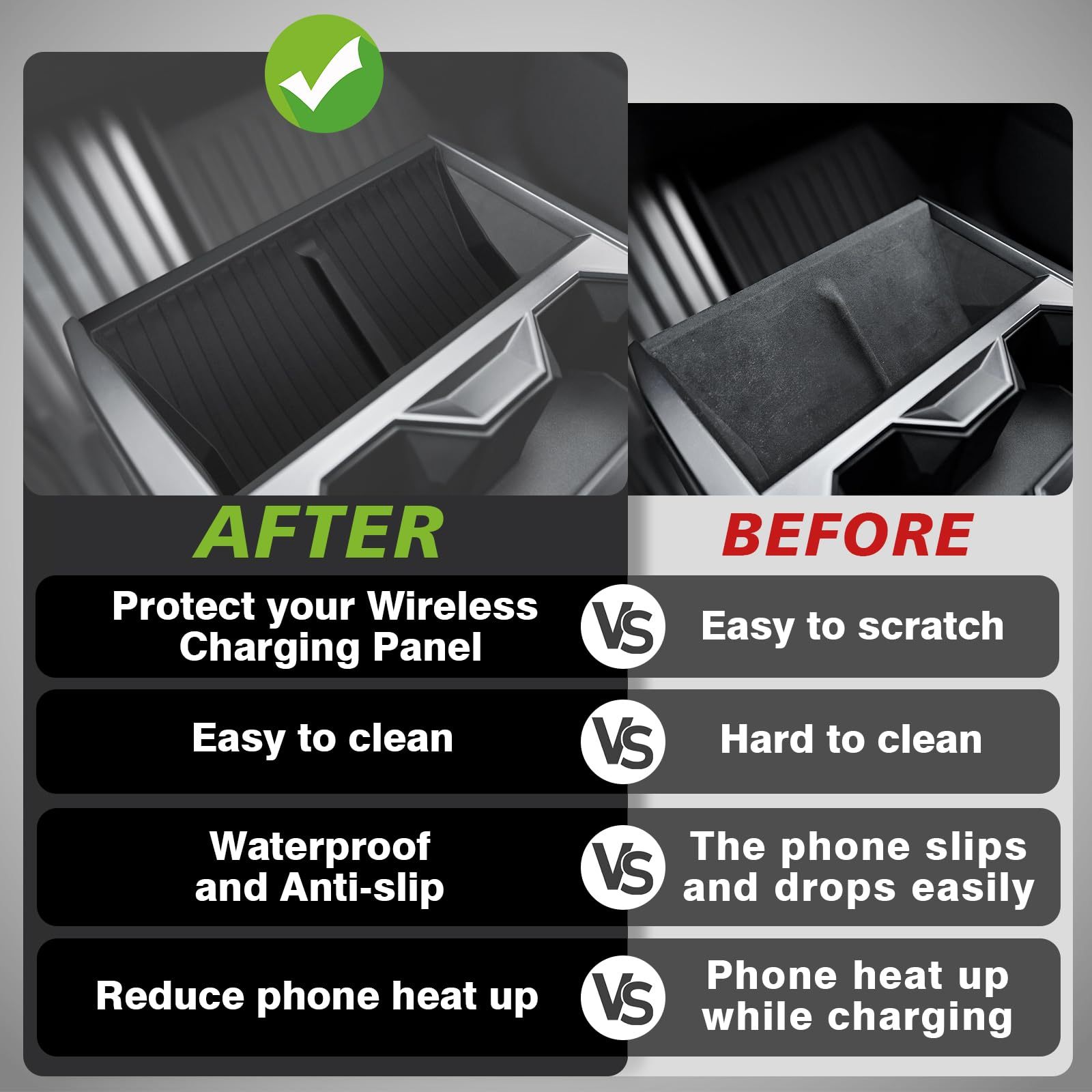 Cybertruck Center Console Phone Charging Area Silicone Non-Slip Mat-TESGOD