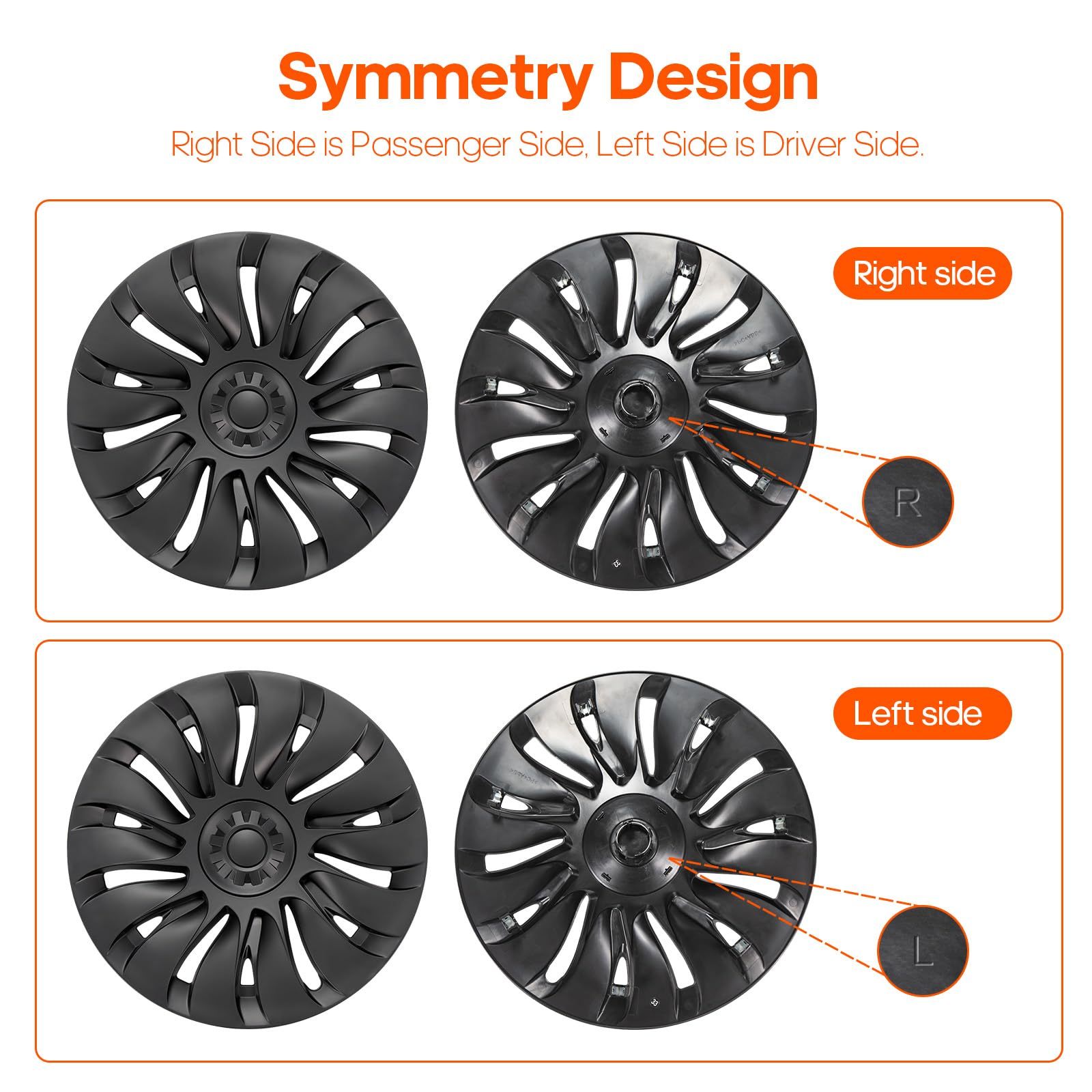 4pcs Tesla Model Y Wheel Covers for 19-Inch Wheels-TESGOD