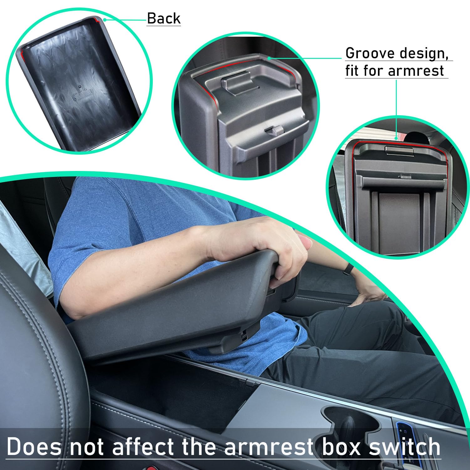 Tesla Model Y/3 Armrest Cover TPE Material-TESGOD