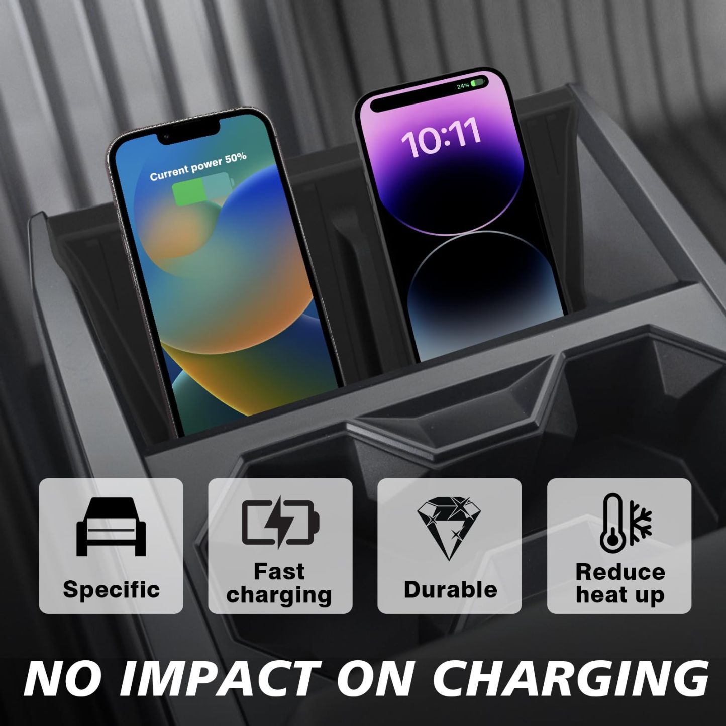 Cybertruck Center Console Phone Charging Area Silicone Non-Slip Mat-TESGOD