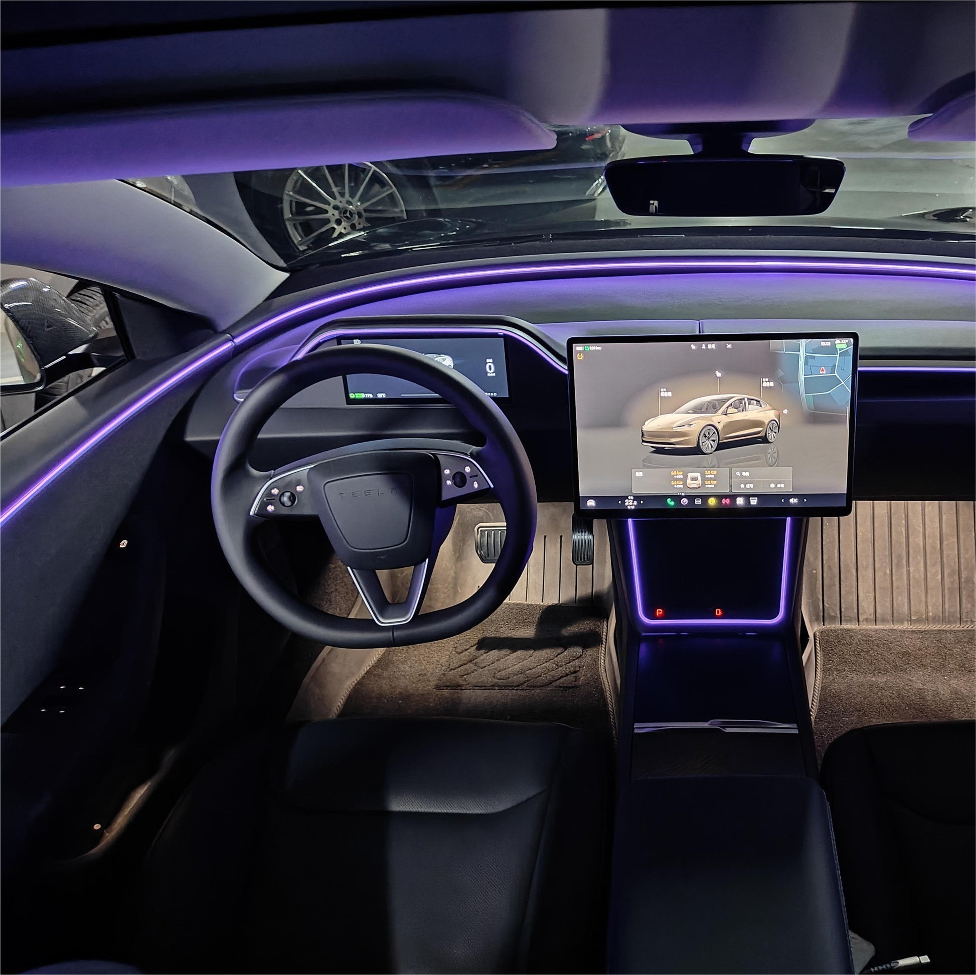 Tesla 8.9 Inch Dashboard Display with Ambient Lighting for Model 3 Highland-TESGOD