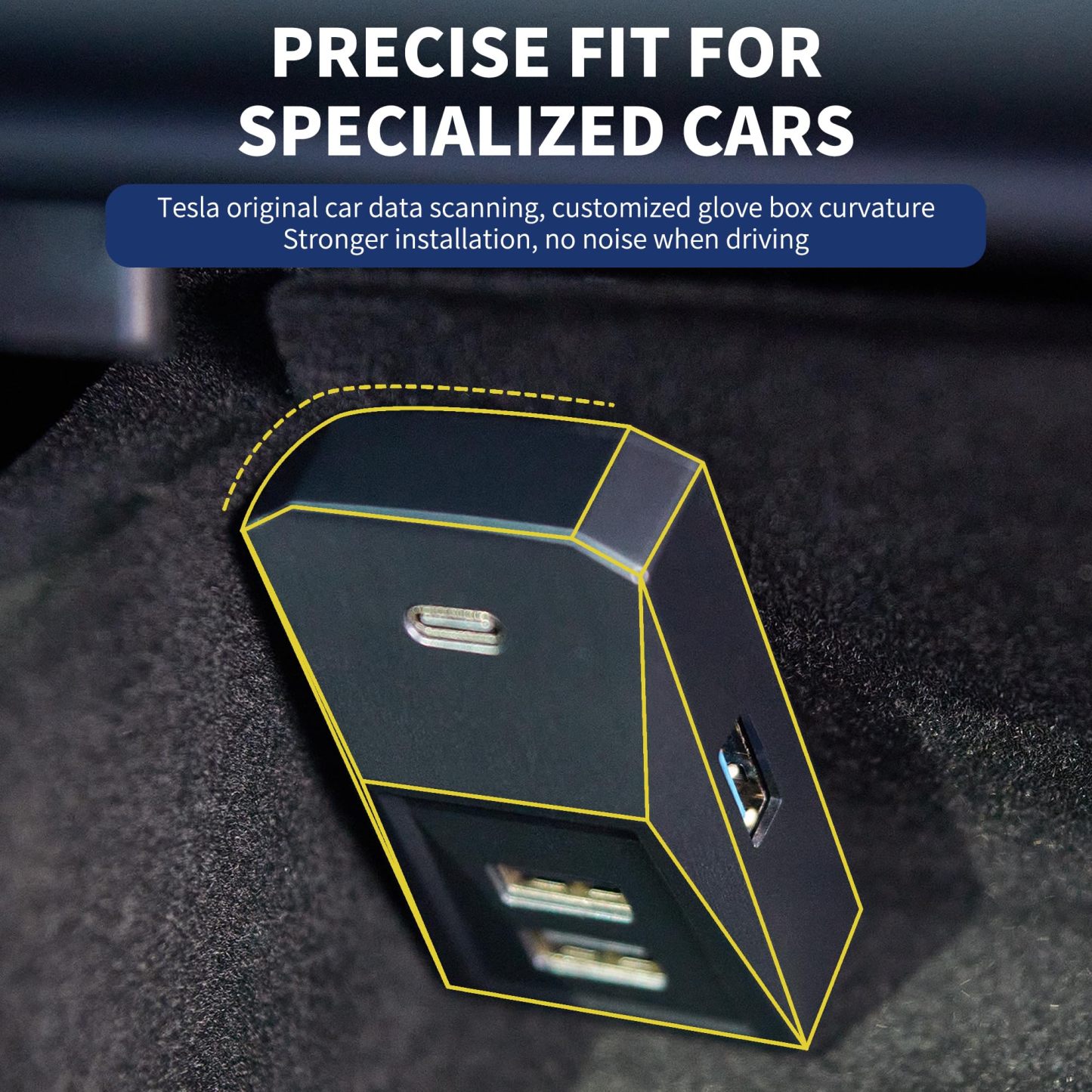 Tesla Model Y (2021-2024) / Model 3 (2021-2024+) USB Glovebox Charging Hub-TESGOD