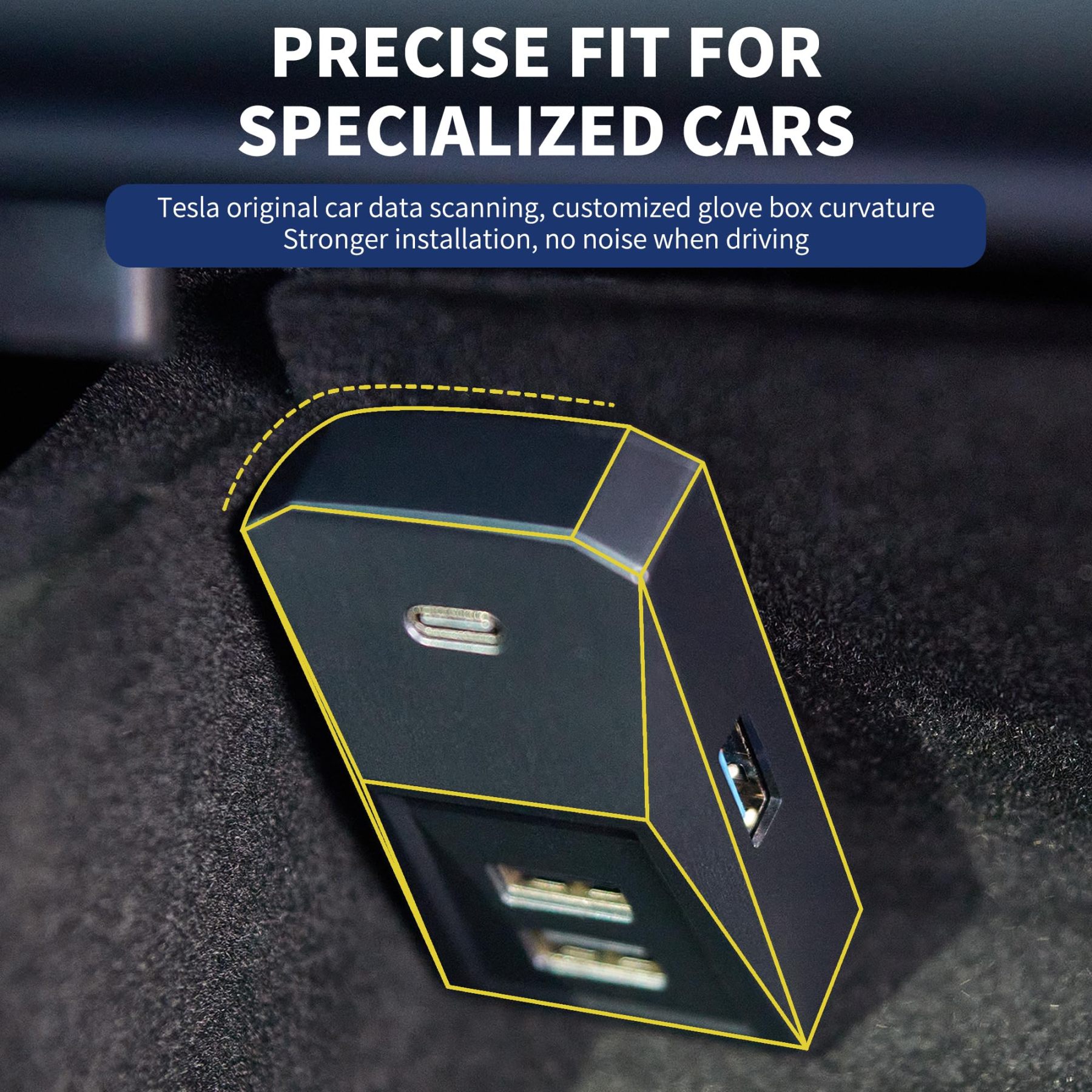 Tesla Model Y (2021-2024) / Model 3 (2021-2024+) USB Glovebox Charging Hub-TESGOD