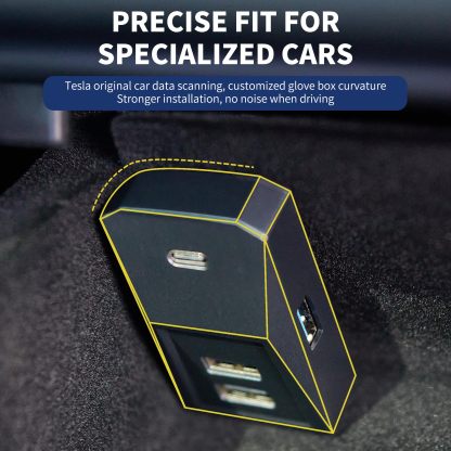 Tesla Model Y (2021-2024) / Model 3 (2021-2024+) USB Glovebox Charging Hub-TESGOD