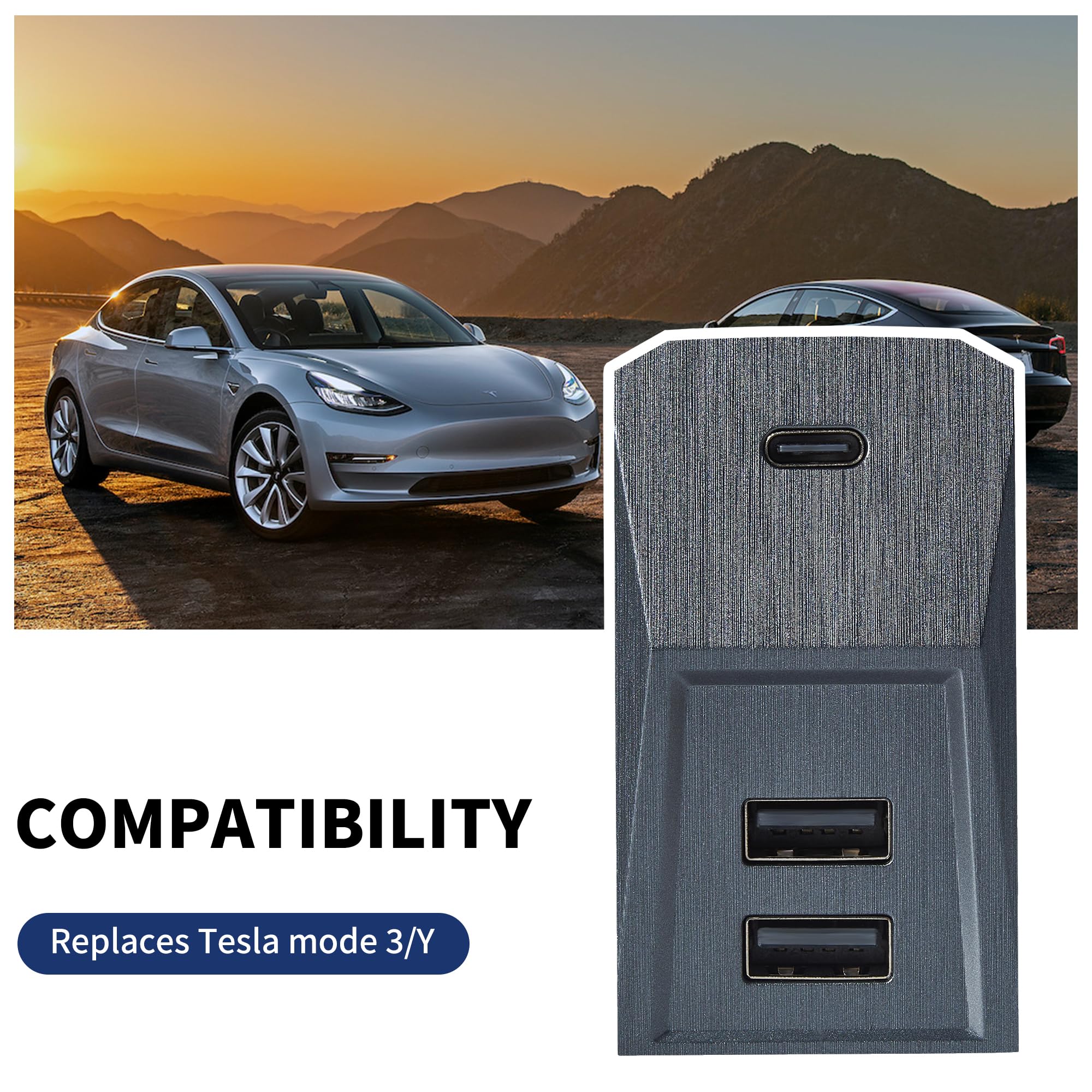 Tesla Model Y (2021-2024) / Model 3 (2021-2024+) USB Glovebox Charging Hub-TESGOD