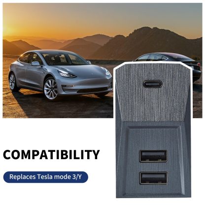 Tesla Model Y (2021-2024) / Model 3 (2021-2024+) USB Glovebox Charging Hub-TESGOD