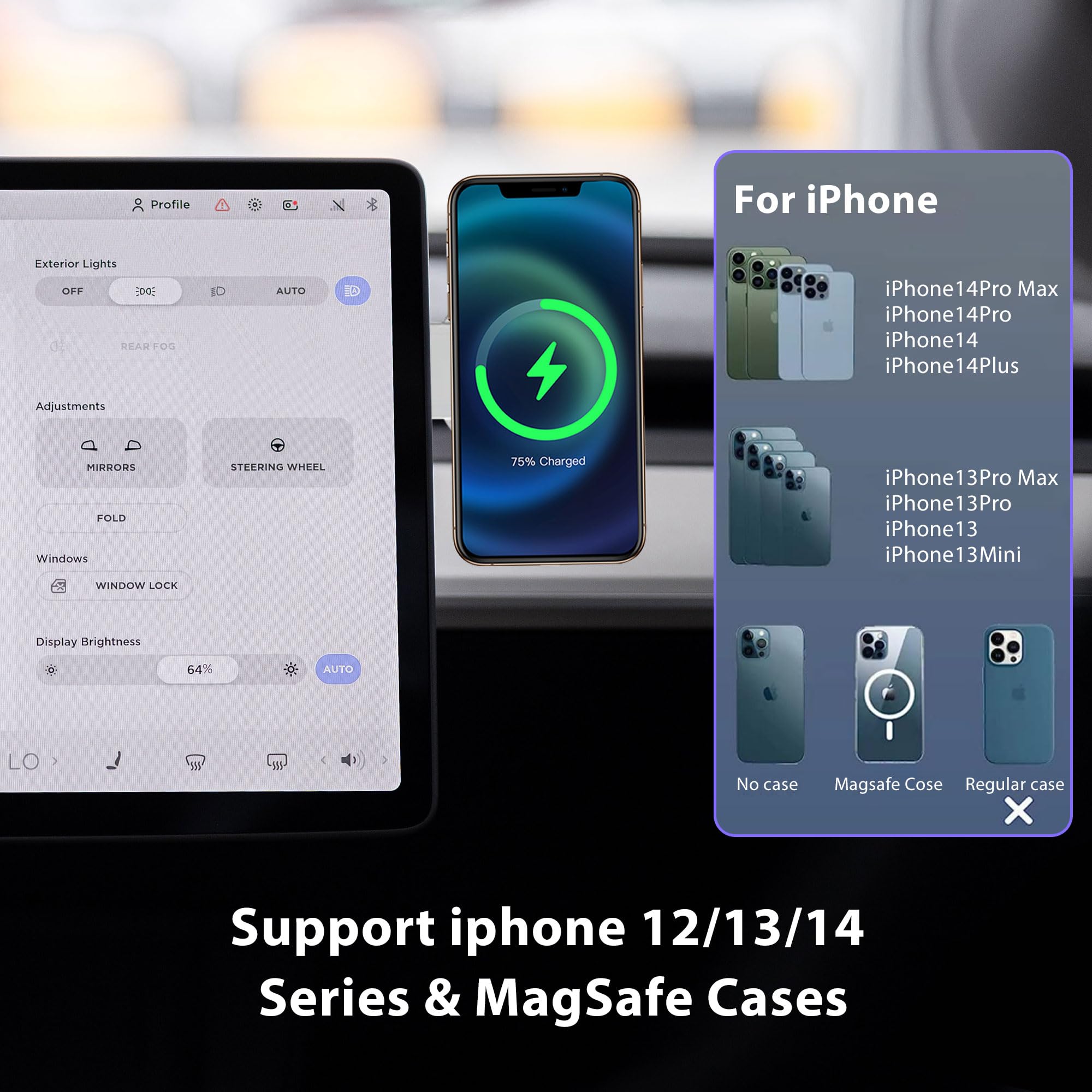 Foldable Wireless MagSafe Stand Compatible with Tesla Model 3/Y/S/X-TESGOD