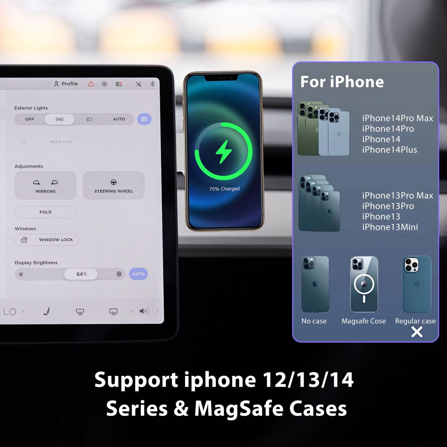 Foldable Wireless MagSafe Stand Compatible with Tesla Model 3/Y/S/X-TESGOD