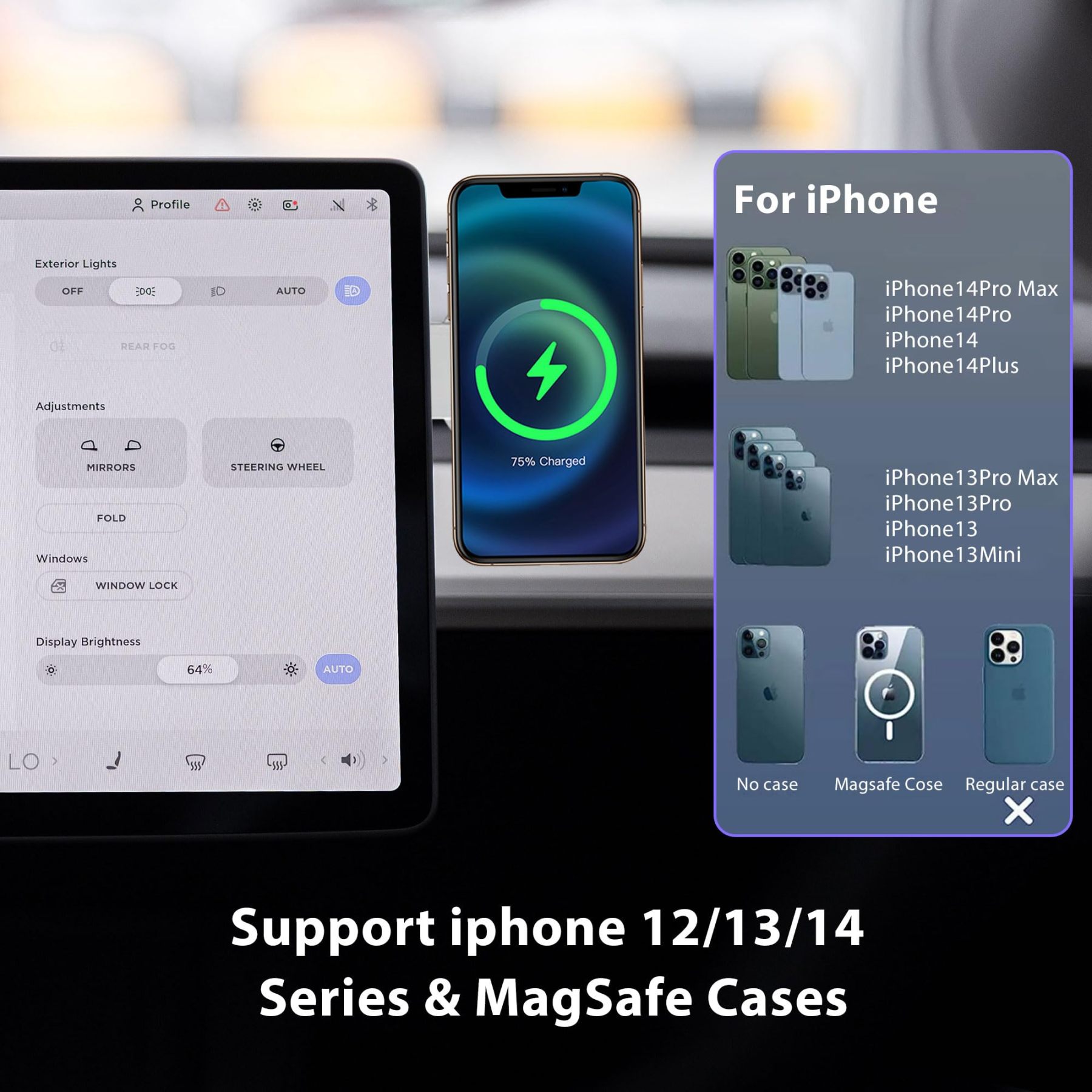 Foldable Wireless MagSafe Stand Compatible with Tesla Model 3/Y/S/X-TESGOD