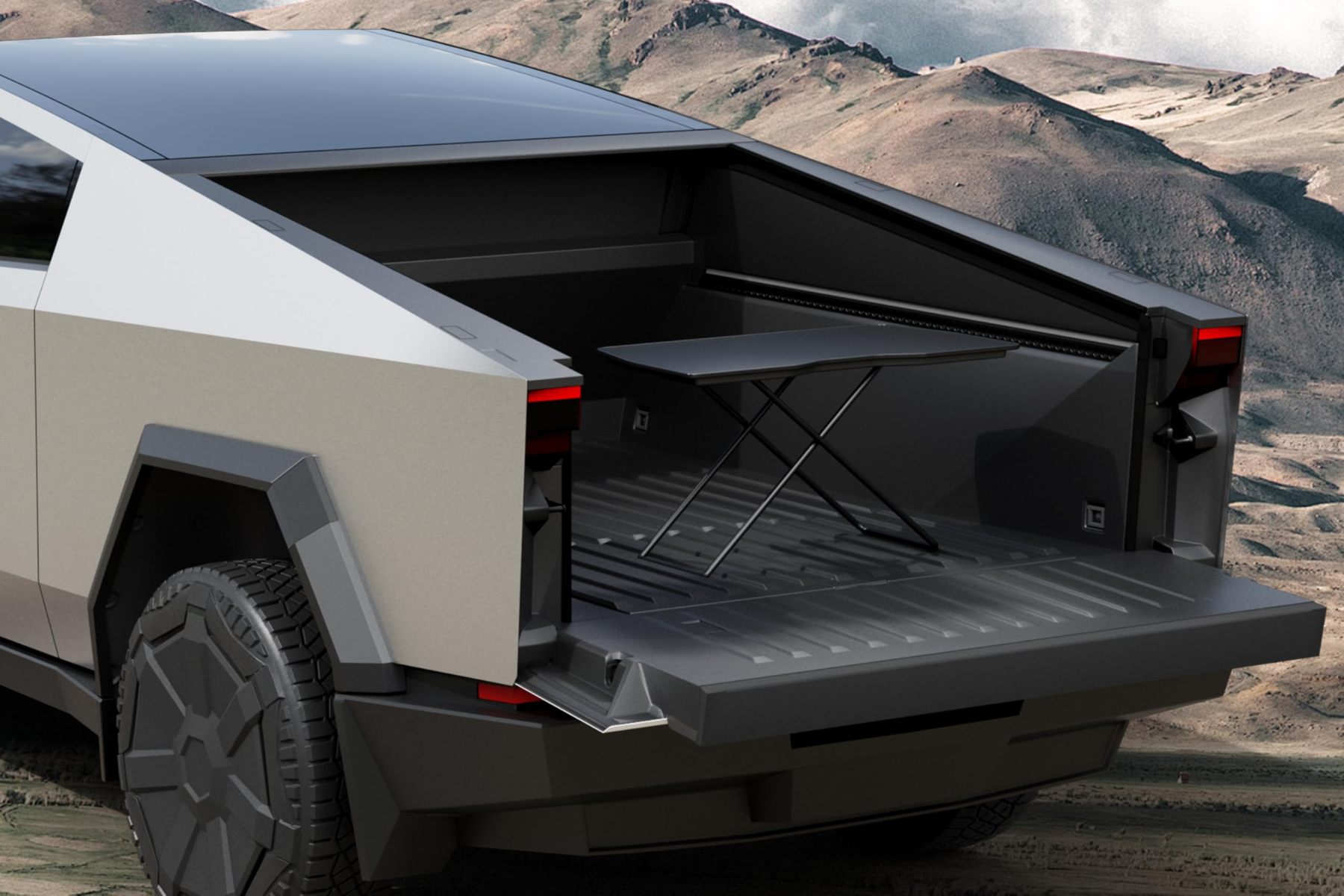 Tesla Cybertruck Rear Trunk Storage Folding Camping Table – Space-Saving Design, High-Quality ABS & Carbon Steel-TESGOD