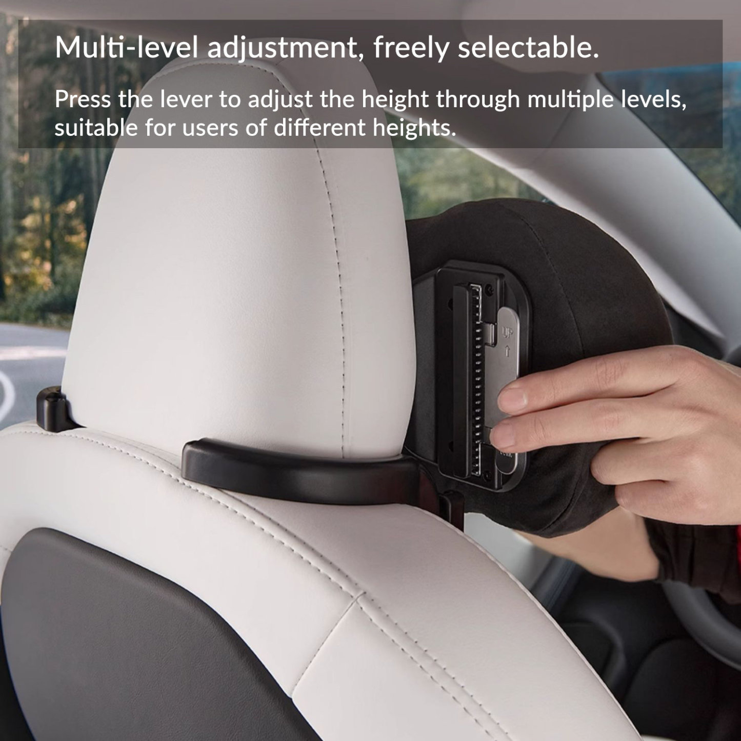 Suede Memory Foam Neck Pillow for Tesla Model 3/Y（All Model Years）| Height Adjustable | Removable Cover