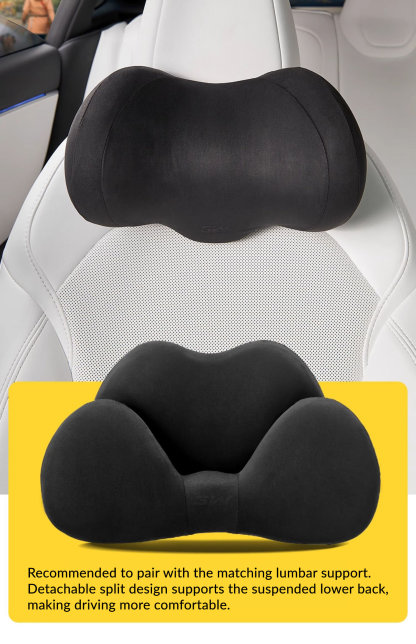 Suede Memory Foam Neck Pillow for Tesla Model 3/Y（All Model Years）| Height Adjustable | Removable Cover