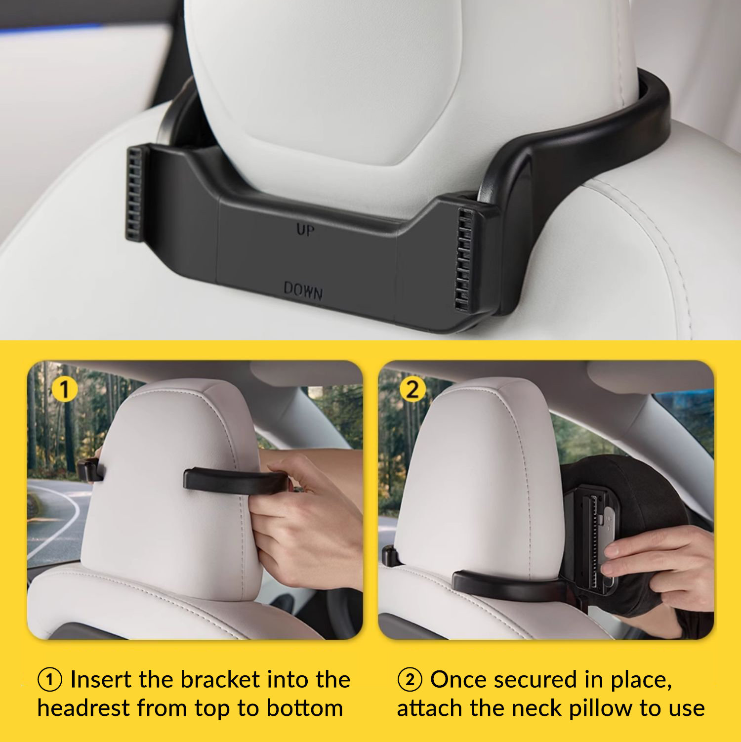 Suede Memory Foam Neck Pillow for Tesla Model 3/Y（All Model Years）| Height Adjustable | Removable Cover