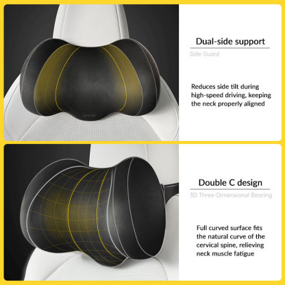 Suede Memory Foam Neck Pillow for Tesla Model 3/Y（All Model Years）| Height Adjustable | Removable Cover