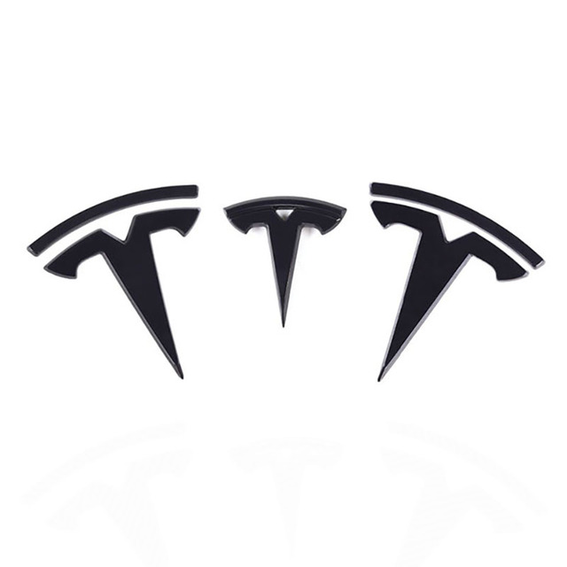 Glossy Carbon Fiber Emblem Cover Sticker for Tesla Model 3 (2017-2024) / Y (2020-2025) 3-Piece Kit-TESGOD