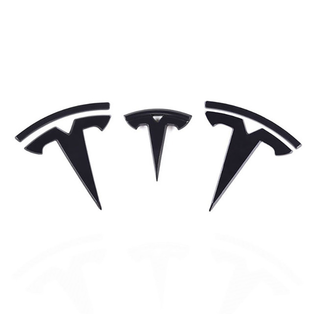 Glossy Carbon Fiber Emblem Cover Sticker for Tesla Model 3 (2017-2024) / Y (2020-2025) 3-Piece Kit-TESGOD