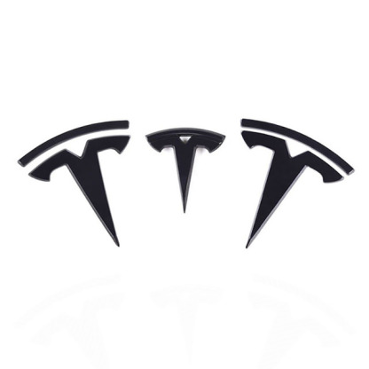 Glossy Carbon Fiber Emblem Cover Sticker for Tesla Model 3 (2017-2024) / Y (2020-2025) 3-Piece Kit-TESGOD