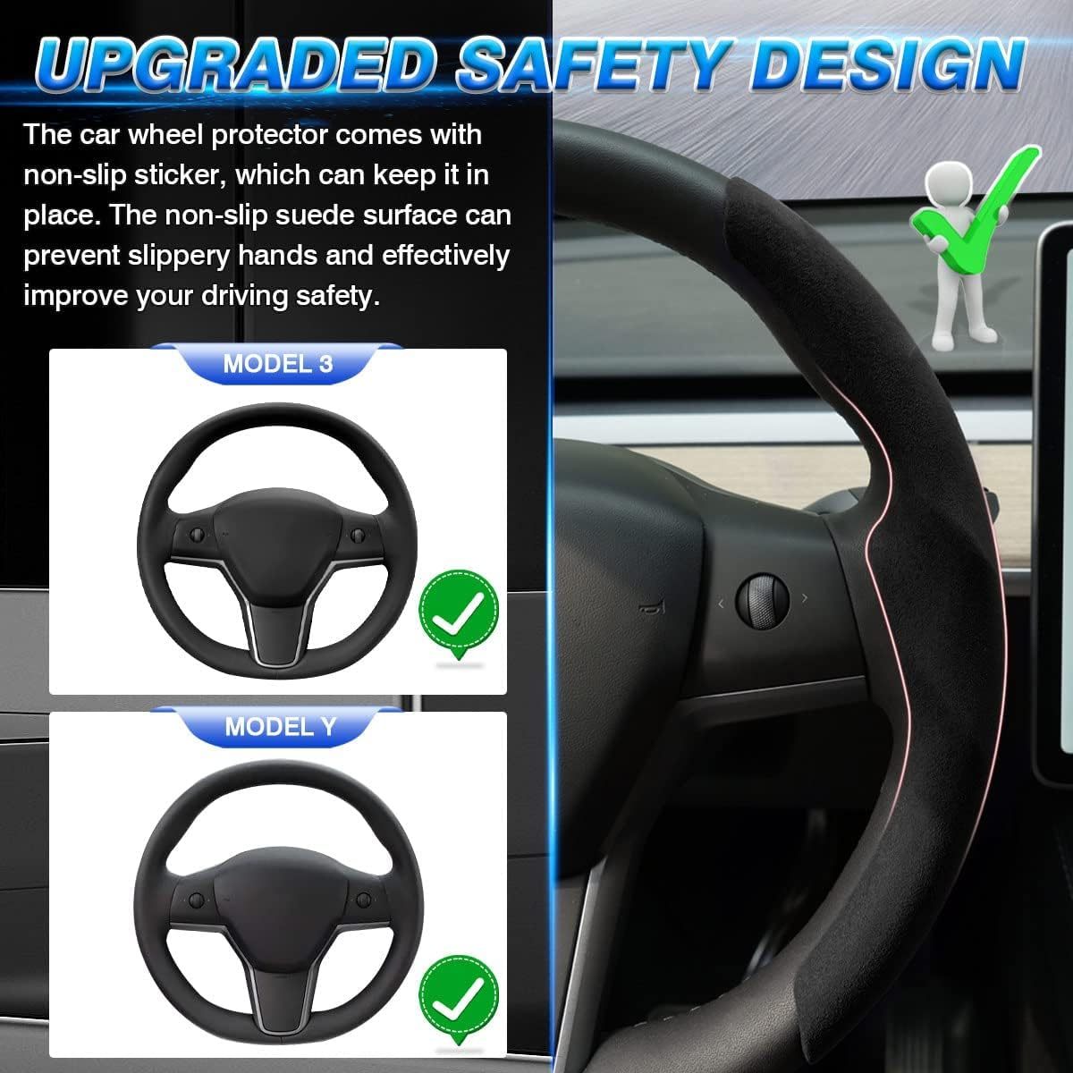 Steering Wheel Cover for Tesla Model 3/Y (2 Piece Kit)-TESGOD