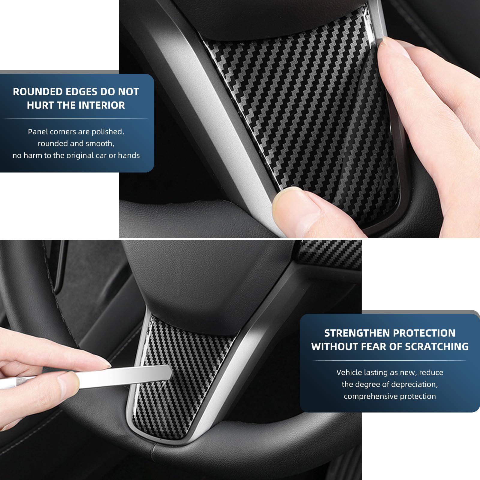 True Carbon Fiber Steering Wheel Patch for Tesla Model 3/Y-TESGOD