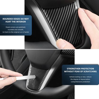 True Carbon Fiber Steering Wheel Patch for Tesla Model 3/Y-TESGOD
