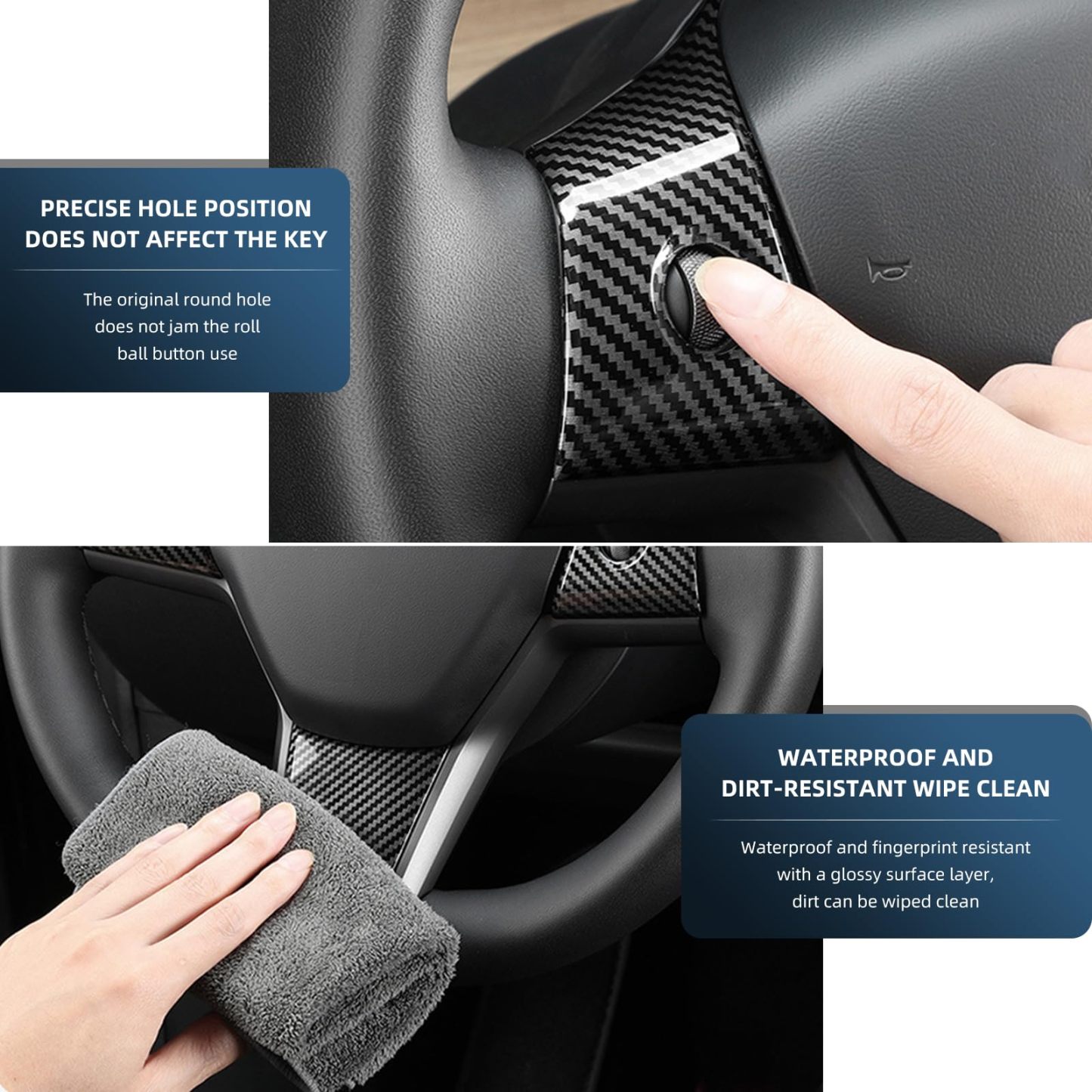 True Carbon Fiber Steering Wheel Patch for Tesla Model 3/Y-TESGOD