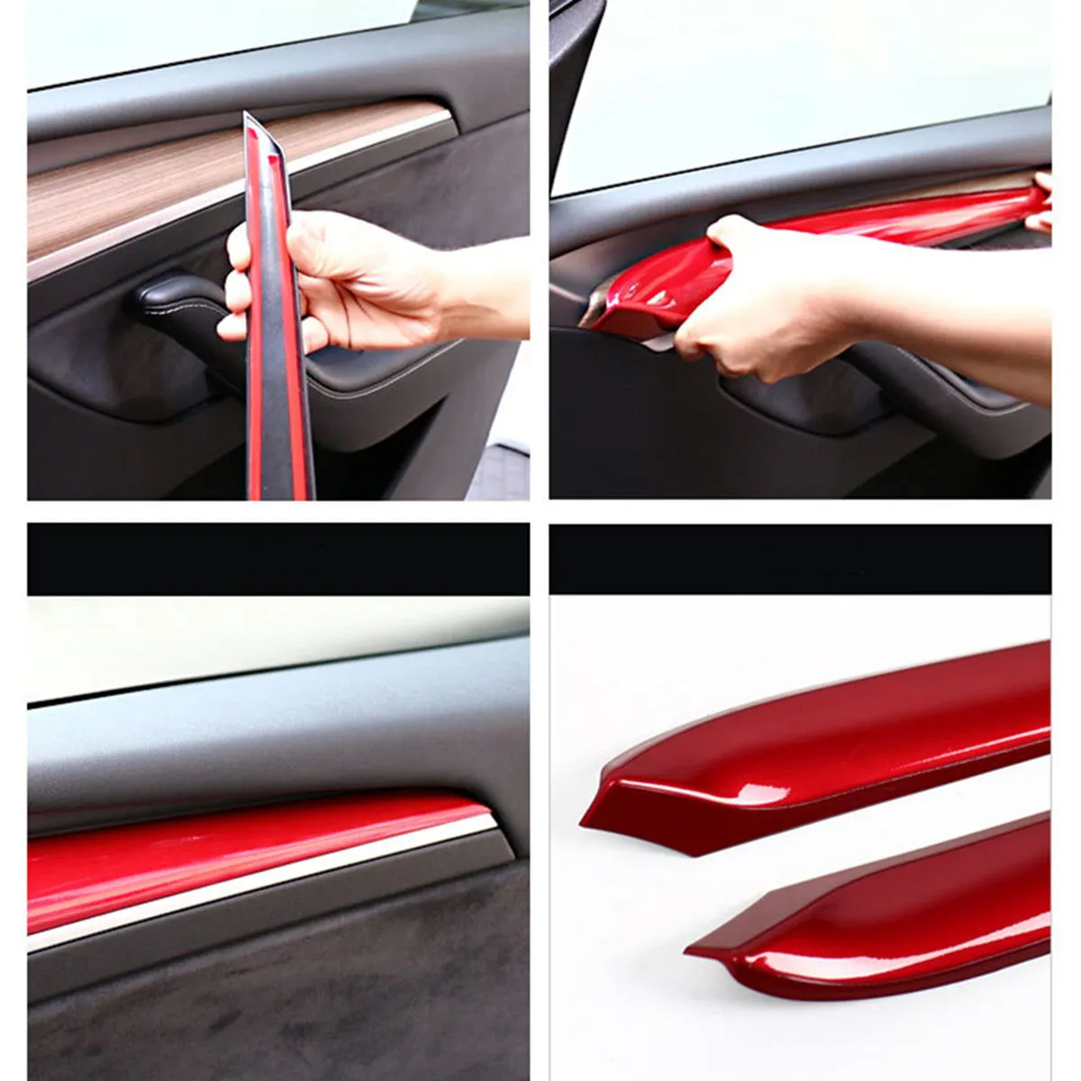 Carbon Fiber Interior Door Panel Cover Trim Fit For Tesla Model 3/Y （2021-2023）-TESGOD