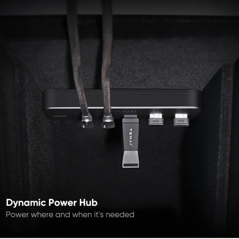 Center Console Armrest Box and Back Seat USB Hub for Tesla Model 3（2021-2023.10）/ Y（2021-2023）-TESGOD