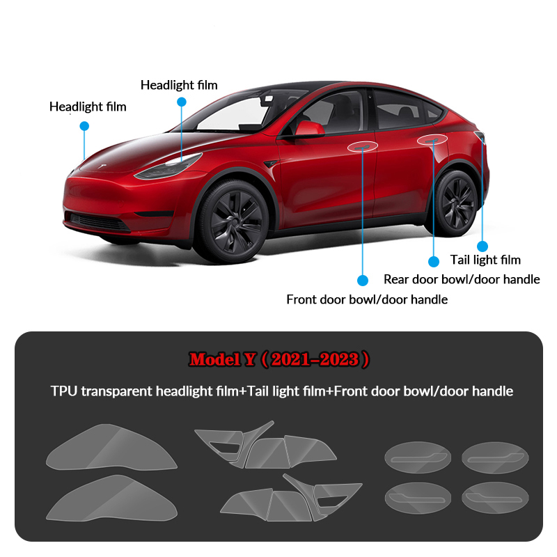 Compatible with Tesla Model Y (2021-2024) Headlights and Taillight Protection Film-TESGOD