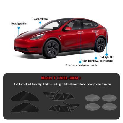 Compatible with Tesla Model Y (2021-2024) Headlights and Taillight Protection Film-TESGOD